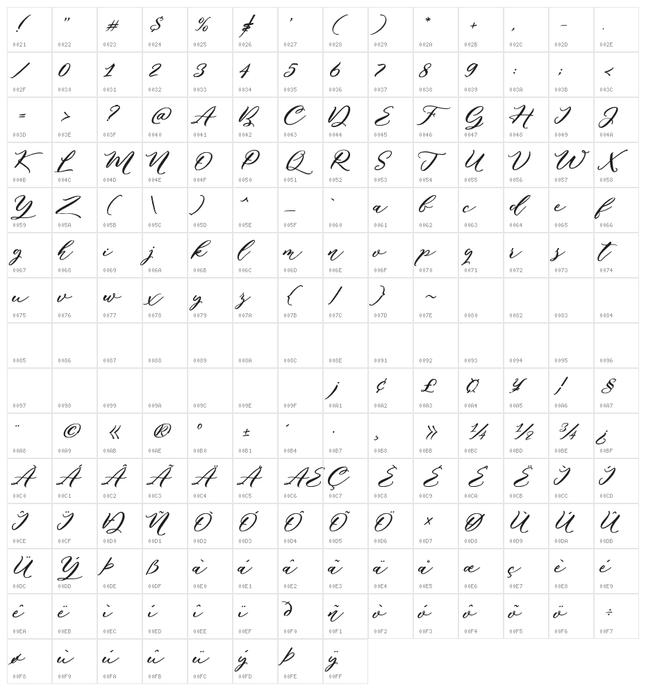 Puniko Rough Character Map