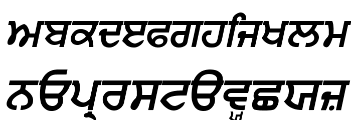 Punjabi Bold Italic Font LOWERCASE