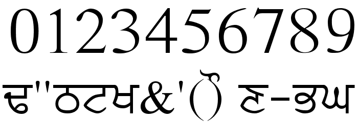 PunjabiText Font OTHER CHARS