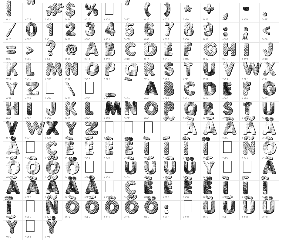 Punk Dots Character Map