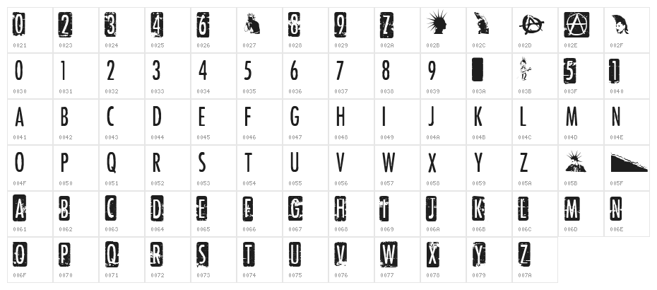 PunkRockShow Regular Character Map