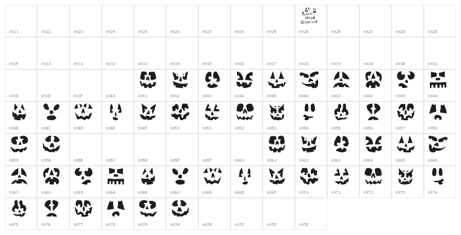 Punkinhead Character Map