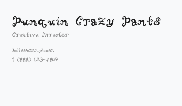 Punquin Crazy Pants Business Card