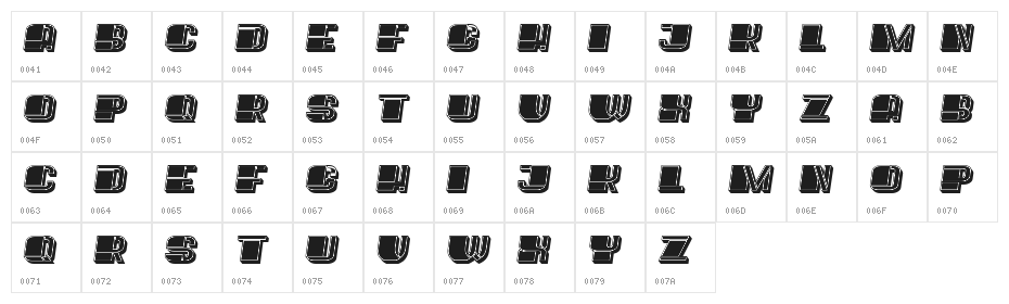 Puppet Filled Italic Character Map