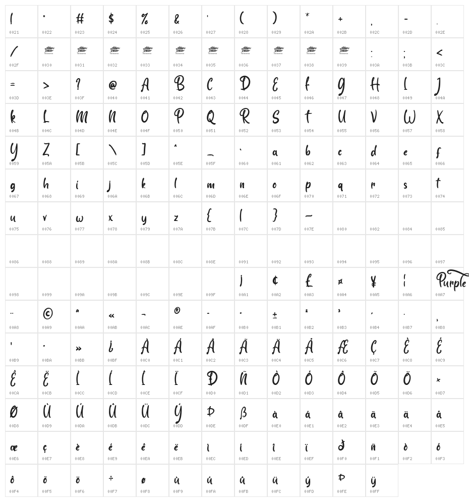 Purple Rosallia - Personal Use Character Map