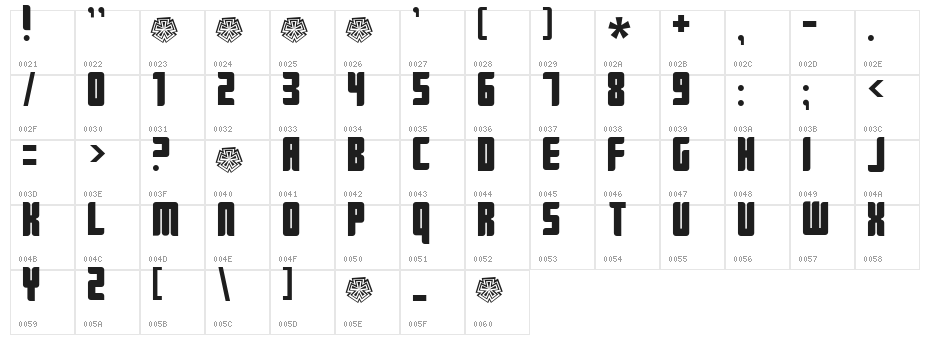 Push2Black Character Map