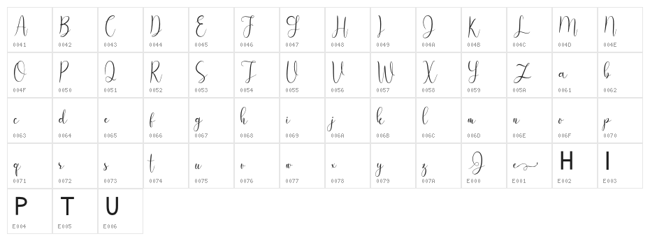 Putih Jasmine demo Character Map