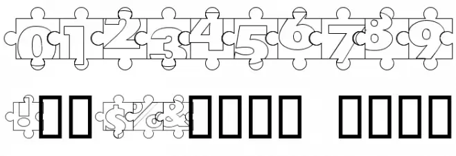 Puzzle Pieces Outline Font OTHER CHARS
