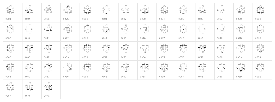 Puzzle Pieces Outline Character Map