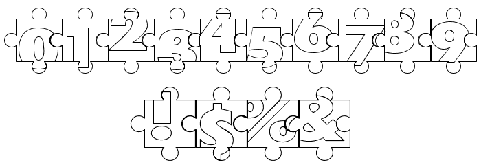 Puzzle Pieces Outlined Font OTHER CHARS