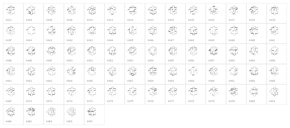 Puzzle Pieces Outlined Character Map