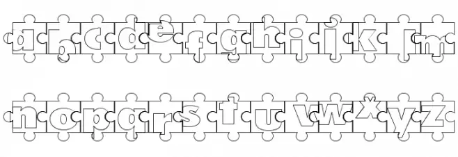 Puzzle Pieces Outlined Schriftart Kleinbuchstaben