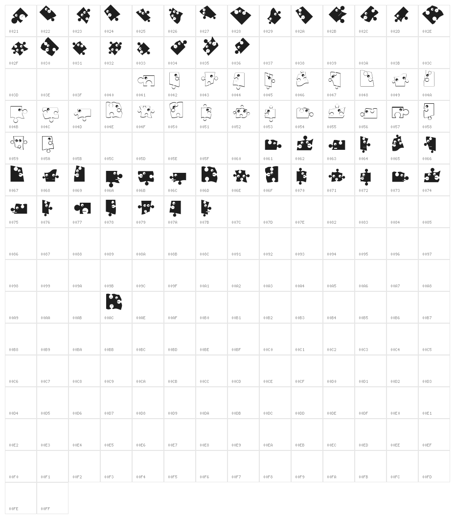 PuzzleParts Character Map