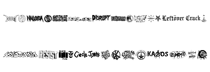 punk rawk dingbatz Font LOWERCASE