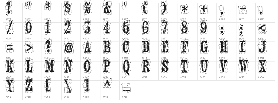 puzzleface Character Map