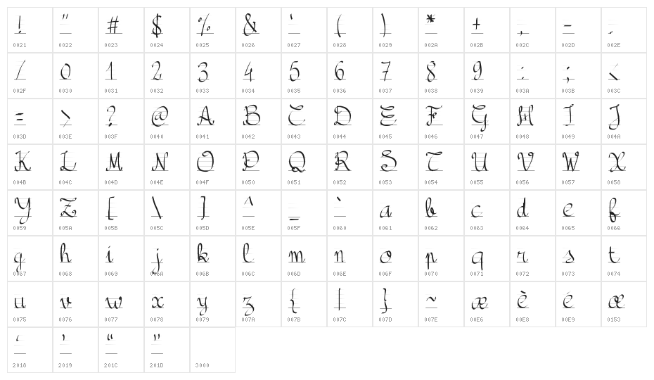 PWBacktoSchool Character Map