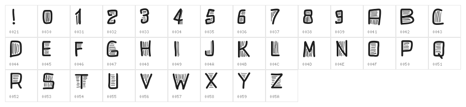 PWBeardfont Character Map