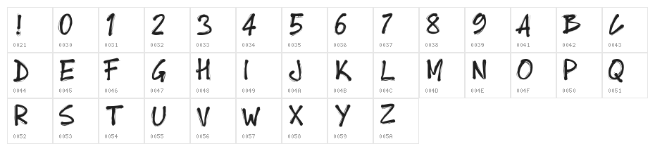 PWBoldToon Character Map