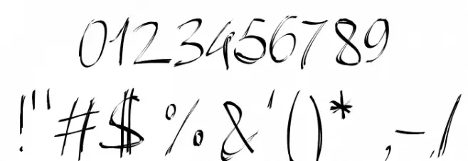 PWBrushScript Font OTHER CHARS