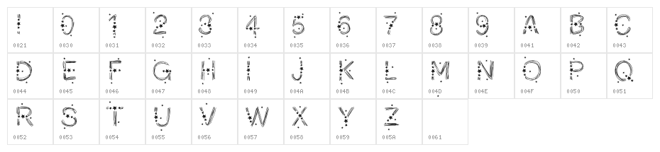 PWChristmasStars Character Map