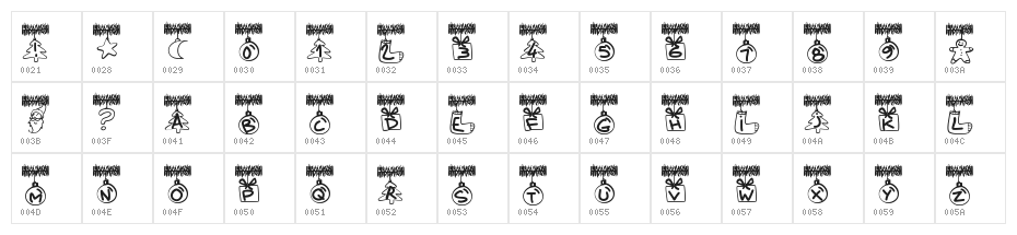 PWChristmasTinsel Character Map