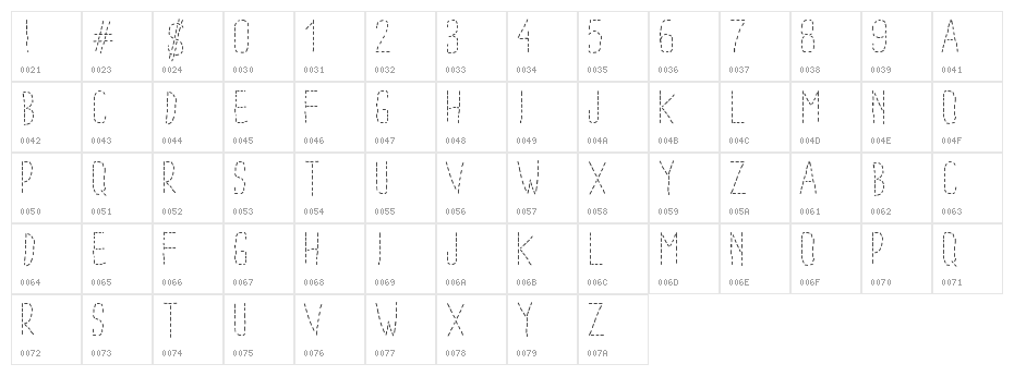 PWDottedFont Character Map