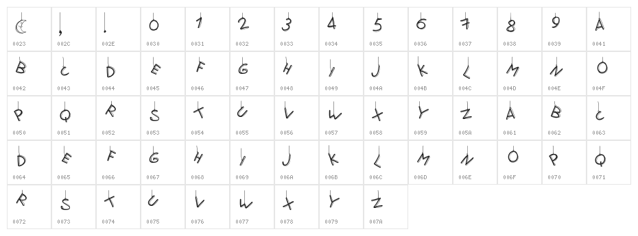PWFlymetothemoon Character Map