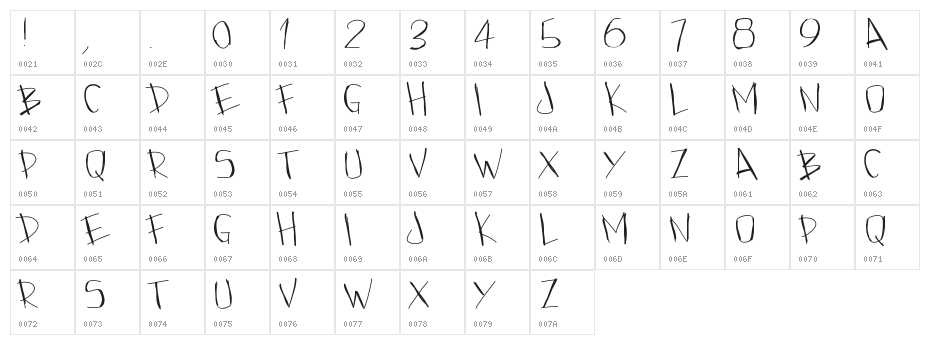 PWJazzy Character Map
