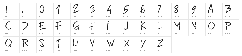 PWLinefont Character Map