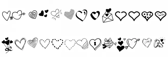 PWLittleHearts फ़ॉन्ट अपरकेस