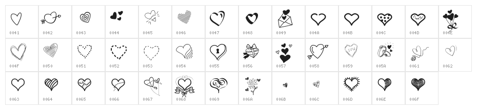 PWLittleHearts Character Map