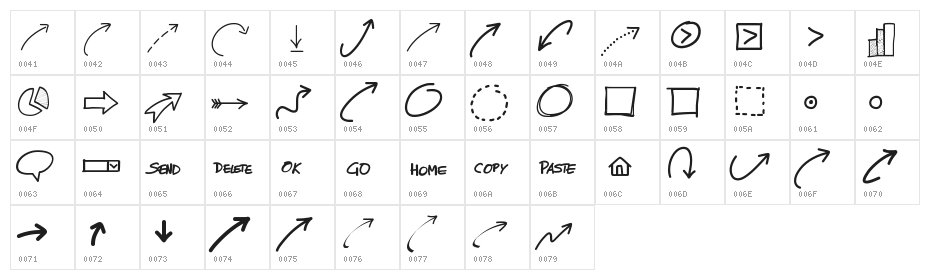 PWNewArrows Character Map