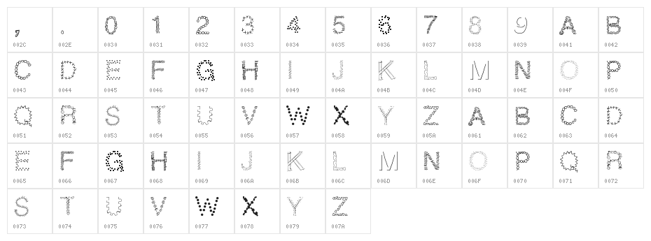 PWPatchwork Character Map