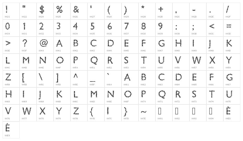 PWSavane Character Map