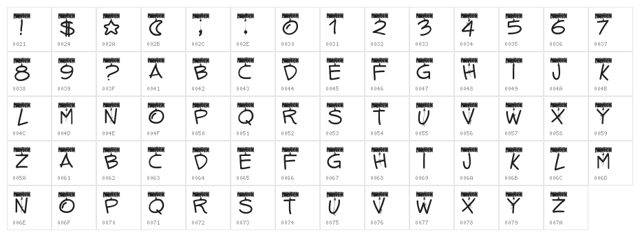 PWTinselLetters Character Map