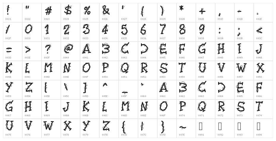 PWTwirly Character Map