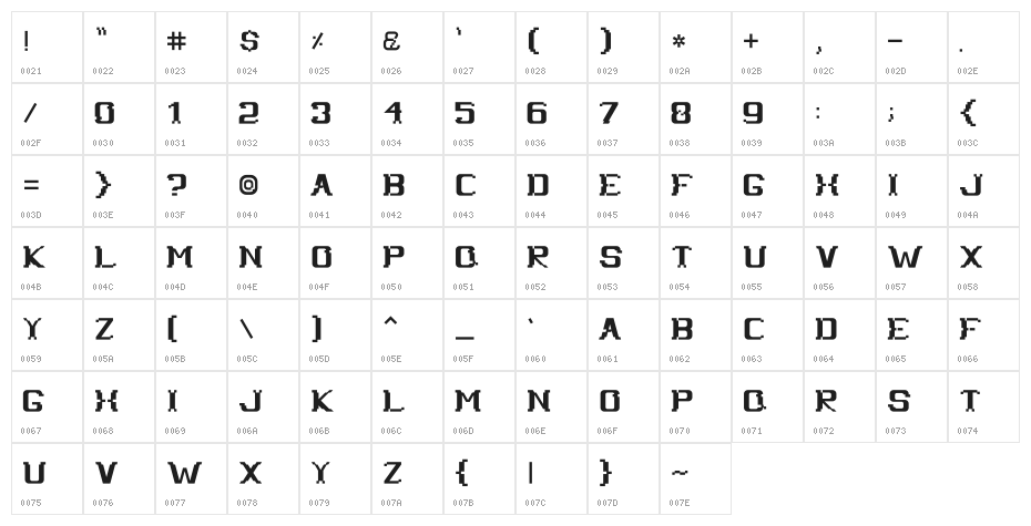 px_slide Character Map