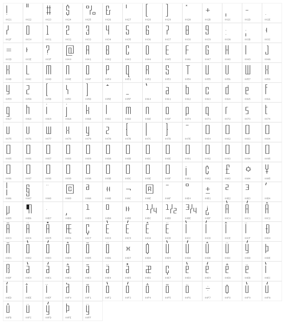 pxlxxl Light Character Map