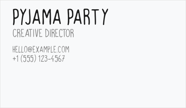Pyjama Party Business Card
