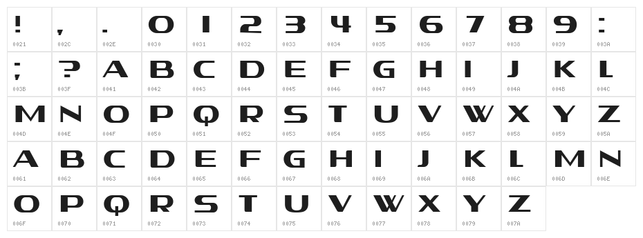 Pyramisa Regular Character Map