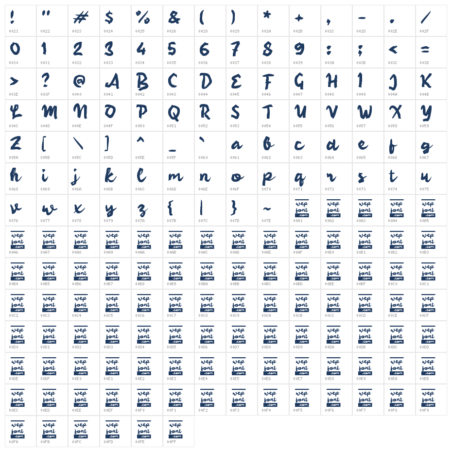 Qacky Brush Character Map