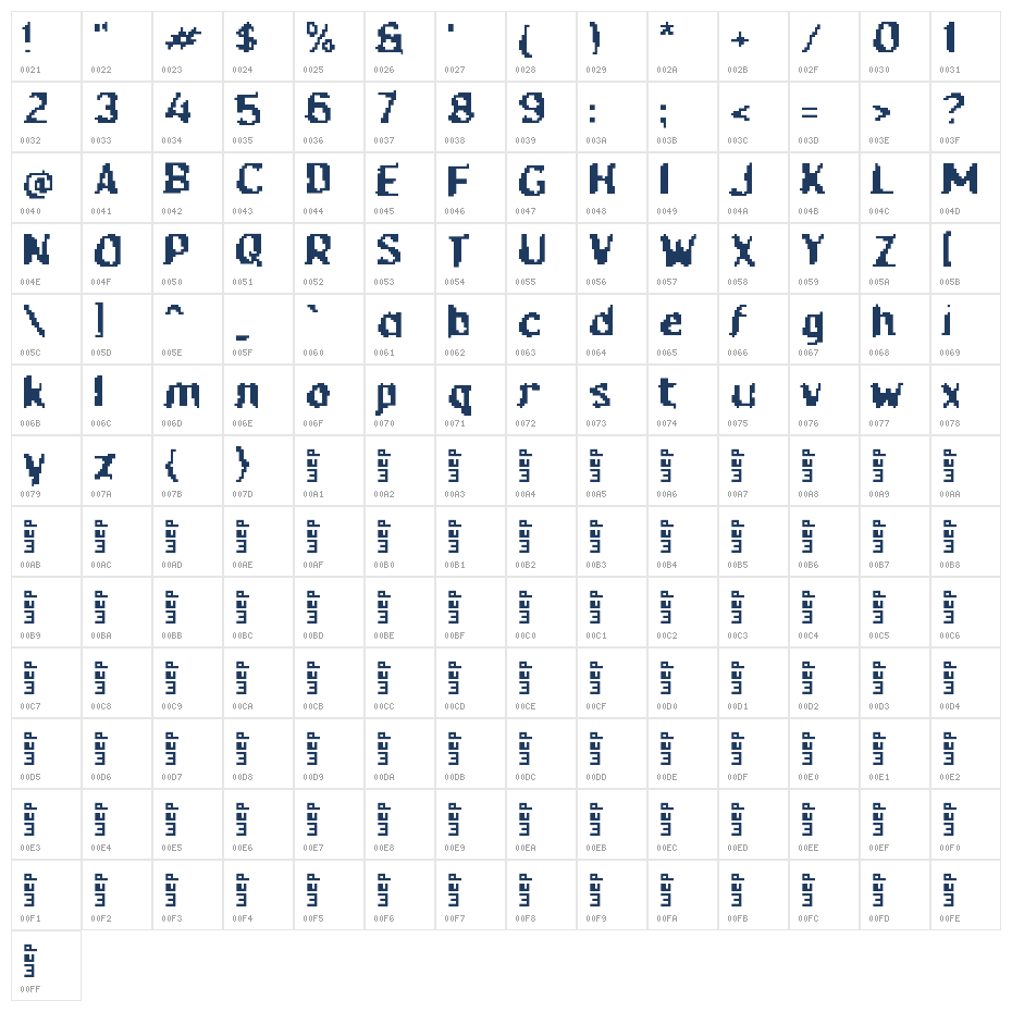 Qapixa Character Map