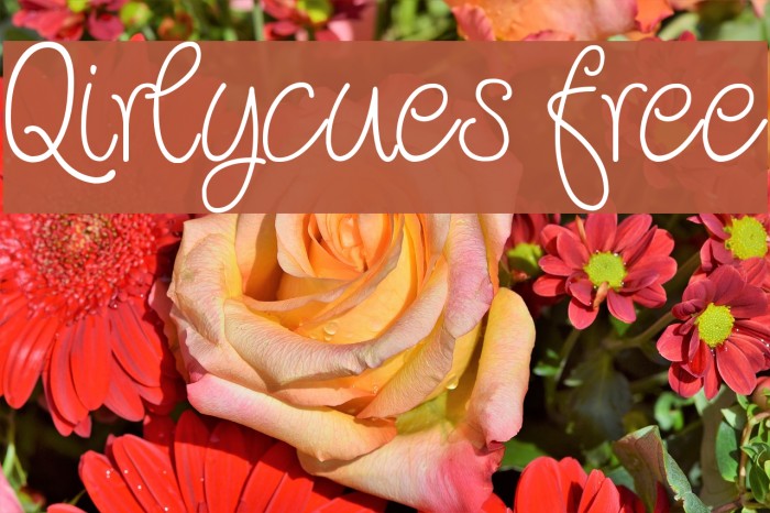 Qirlycues free Font examples