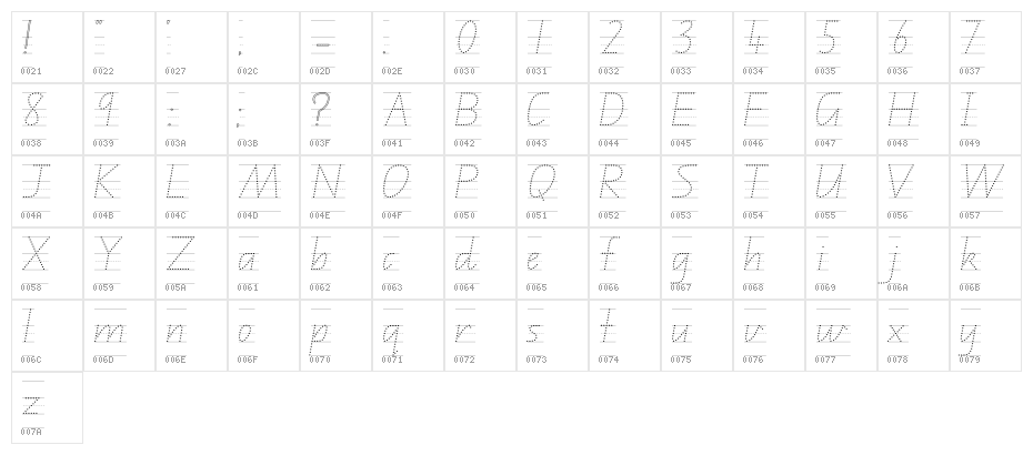 QLD Handwriting Guide Character Map