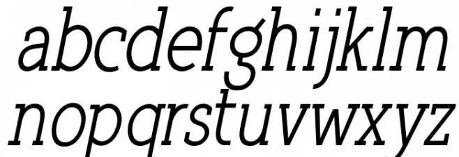 Qlarendon Condensed Italic Schriftart Kleinbuchstaben