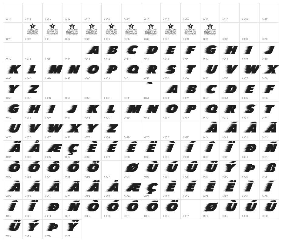 QUICKSILVER CLEAN FAST Character Map