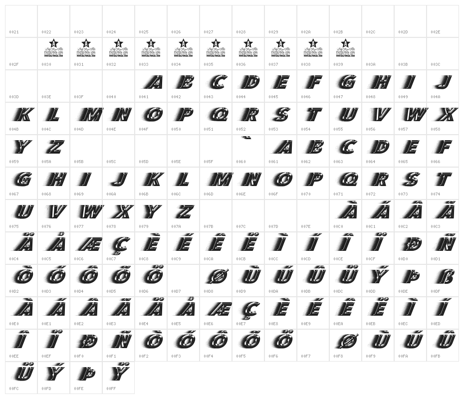 QUICKSILVER FAST Regular Character Map