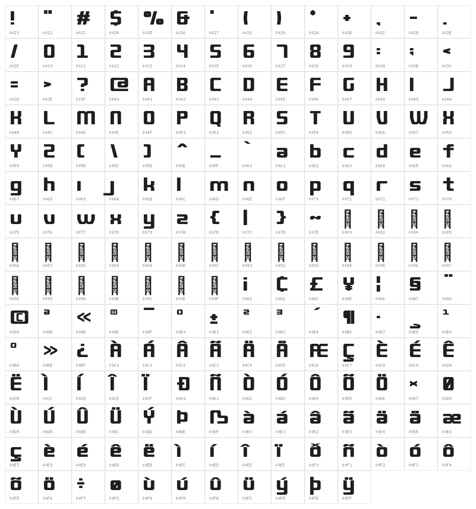 QUUB Black Character Map