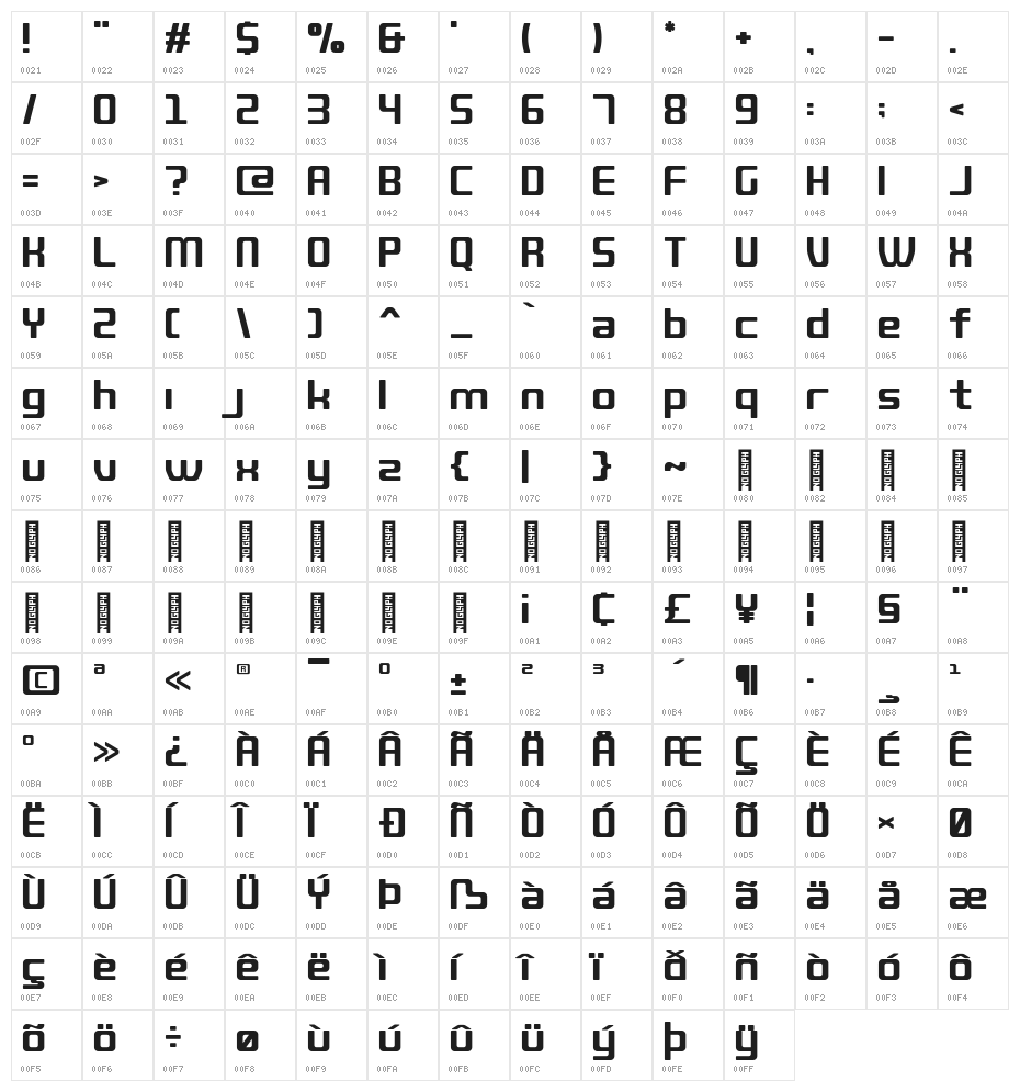 QUUB Bold_R Character Map