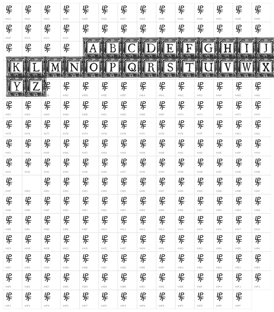 QuaNauticale_Initials_No2 Character Map